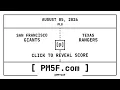 San Francisco Giants SF Texas Rangers TEX MLB Final Box Score AUGUST 05 2026