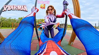 SPIDER-MAN VS CRAZY SPIDER-GWEN IN LOVE – NEXT LEVEL CRAZY! 😱🔥( Funny ParkourPOV Spider-Man)