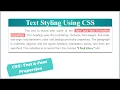 CSS Tutorial Text Font Properties in CSS Fonts in CSS CSS Text Styling Tutorial