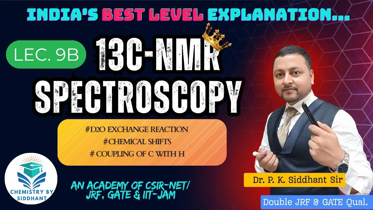 13c nmr spectroscopy organic chemistry Lec.9B. D2O Exchange Reaction, Chemical Shifts, Coupling Rkn.