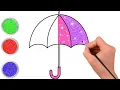Easy Drawing Coloring Umbrella Coloring Page for Kids Learn Colors Creative Art for Children