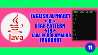 ENGLISH ALPHABET K STAR PATTERN in JAVA Programming Language