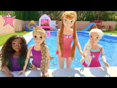 Download MP3 Elsa Anna Moana y Rapunzel se divierten en la piscina