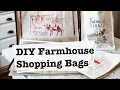 DIY STENCIL ON BURLAP CANVAS HOBBY LOBBY SHOP WITH ME FARMHOUSE SHOPPING BAGS