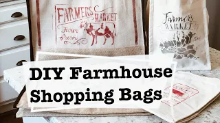 DIY STENCIL ON BURLAP CANVAS HOBBY LOBBY SHOP WITH ME FARMHOUSE SHOPPING BAGS