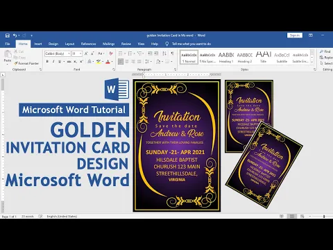 Download MP3 Golden Invitation Card Design in Microsoft Office Word Tutorial