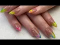 NEON RAINBOW FRENCH TIP NAIL DESIGN Bloom Gel 123go Soft Gel Tips BPS Gel Polish Tutorial