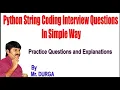 Python String Coding Interview Questions In Simple Way