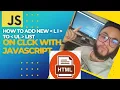 How to add a new LI tags to UL lists onclick with JavaScript