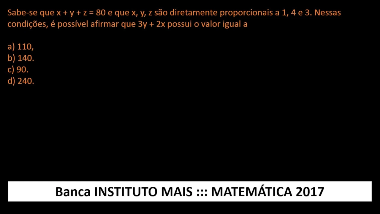 Razão e Proporção Q15 Matemática Instituto Mais #IMAIS 2019 Agente Fiscal Tributário