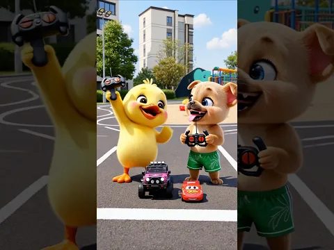 Little Yellow Duck and Puppy Race Remote Control Cars