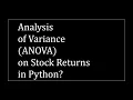 Analysis of Variance ANOVA in Python