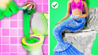 Mermaid Toilet Mayhem 🧜♀️💡 Amazing Toilet Hacks & Funny Moments! @CraftyPandaHOW