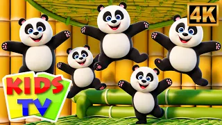 Five Little Panda's Jumping on the Bed, Nursery Rhyme for Kids
