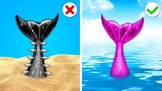 وينزداي و اينيد يتحولون إلى حوريات البحر الأطفال مفقودون أدوات تجميل مفيدة لحظات مضحكة 