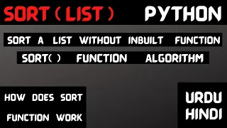 How to sort a list using for loop in HINDI URDU Sort list in python without using sort function