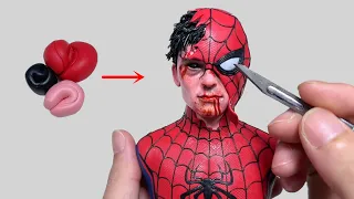 Making Spider-Man’s damaged mask head in handmade clay. #SpiderMan #BrandNewDay #clayart