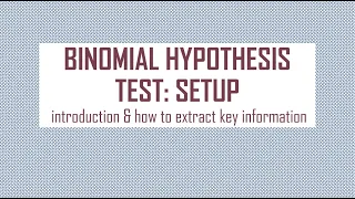 Binomial Hypothesis Test Setting up the test