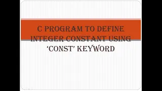 C program to define integer constant using const keyword