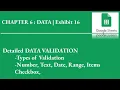 Google Sheets Tutorial - Chapter 6 Exhibit16 Data validation Types of Validation including ways