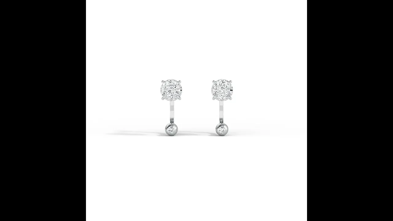 2-in-1 Convertible Pave Round Lab-Grown Diamond Stud & Drop Earrings in Sterling Silver