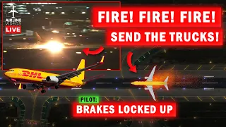 DHL Plane ON FIRE after Landing at LAX Did Tires Explode