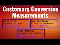 Customary Conversion Mathematics Pint Quart Gallon Pound Ton Feet Yard Mile
