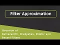 Filter Approximations Overview of Butterworth Chebyshev Elliptic and Bessel Filter Approximation