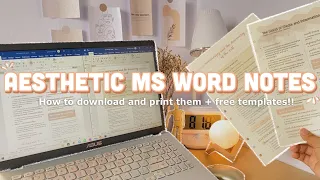 TAKING AESTHETIC DIGITAL NOTES ON MS WORD I How to print notes on a loose-leaf paper free templates
