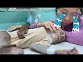 Mom takes care of Monkey sam at the veterinary clinic
