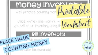 Counting Money Worksheet and Place Value Worksheet Using Money as a Manipulative Math With Minis