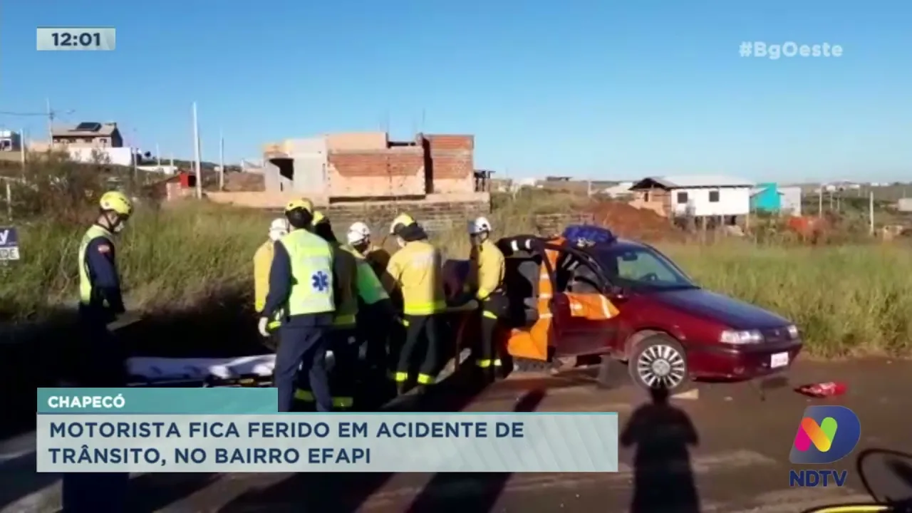 Chapecó: motorista fica ferido em acidente de trânsito no Bairro Efapi