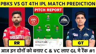 pbks vs gt 4th ipl match prediction pbks vs gt fantasy team ipl 4th match pitch report