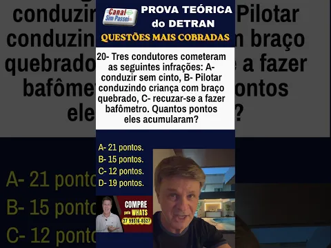 SIMULADO do DETRAN 2026. Questões da prova Teórica de Legislação.
