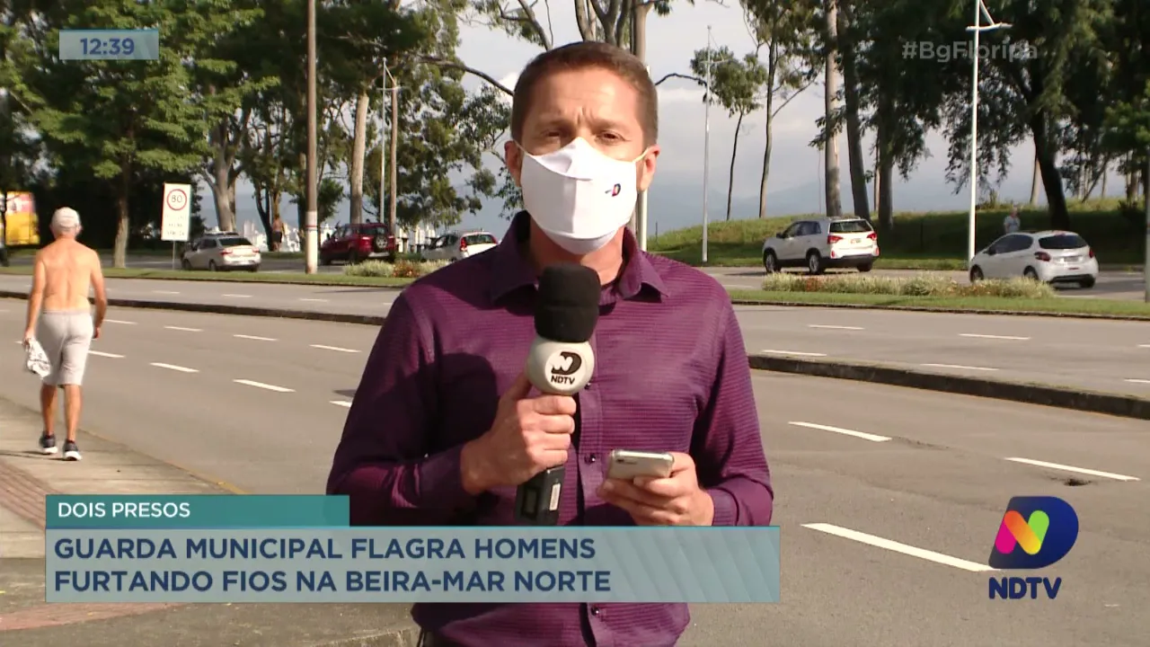 Guarda municipal flagra homens furtando fios na Beira-Mar Norte