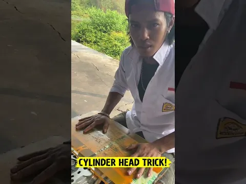 this glass and sandpaper trick for cylinder heads! #cylinderhead #engine repair #mechanic