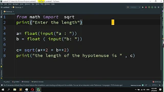 How to Calculate the hypotenuse of a right angled triangle in python