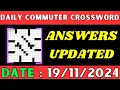 Daily Commuter Crossword Clue Answers for Nov 19 2024 Solved