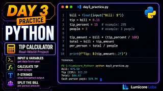 Python Practice Build a Real-World Tip Calculator Lumicore Labs - Day 3