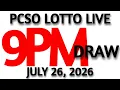 Lotto Result Today 9pm Draw July 26 2026 Swertres Ez2 PCSO LIVE