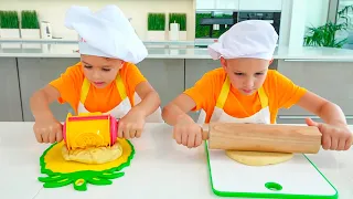 فلاد ونيكي الطبخ واللعب مع أمي قصص مضحكة للأطفال 