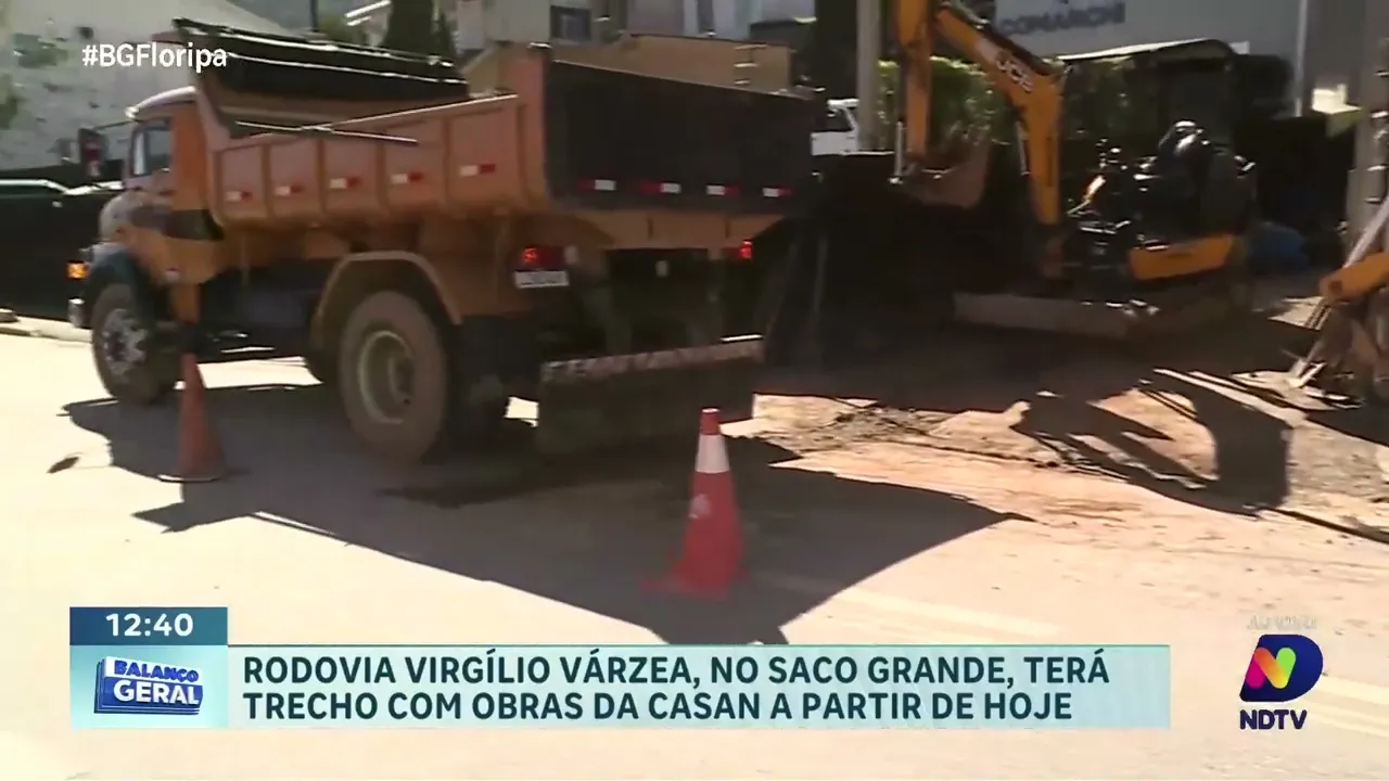 Obras da Casan interditam trecho da Rodovia Virgílio Várzea no Saco Grande a partir desta segunda