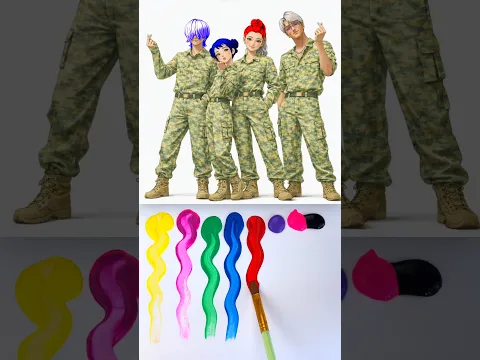 Military Dance Trends 🪖 Saja Boys Demon Hunters 💚 Guess Right Hair Color 😍 #shorts