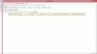 Program to find difference two numbers in Python by User Input