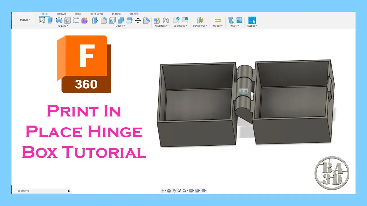 3d Printed Box with Locking Lid Fusion 360 Tutorial - Print in Place Box Design