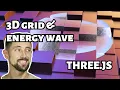 Three js reflective grid with energy wave from crosswire io