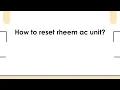 How to reset rheem ac unit
