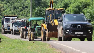 Washing with Chicken Party in Dam | JCB 3dx | Tata Signa | John Deere | Swaraj | Tactors