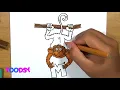 How to Color A Monkey Catching Letter M Coloring Page
