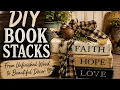 DIY Rustic Book Stacks Paint Stencil Decorate with Me